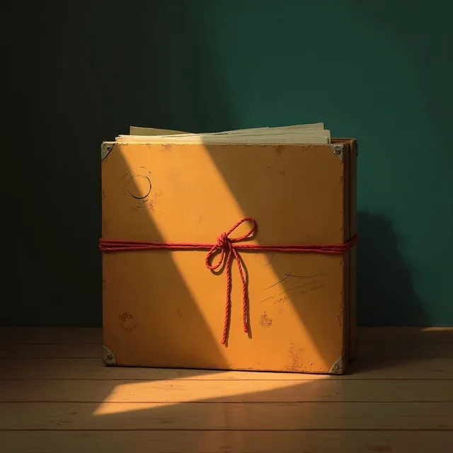 A manila case folder tied with red string